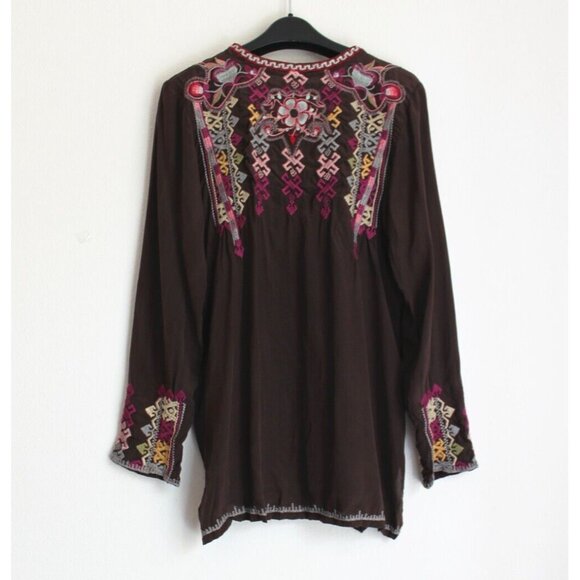 Johnny Was Biya Silk Tunic Blouse, Embroidered, Size S - Picture 3 of 8
